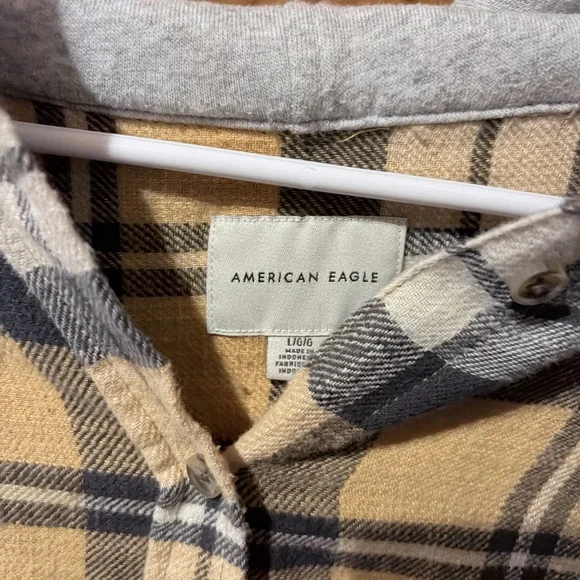 American Eagle Outfitters Tan and Black Plaid Shirt - Picture 3 of 3